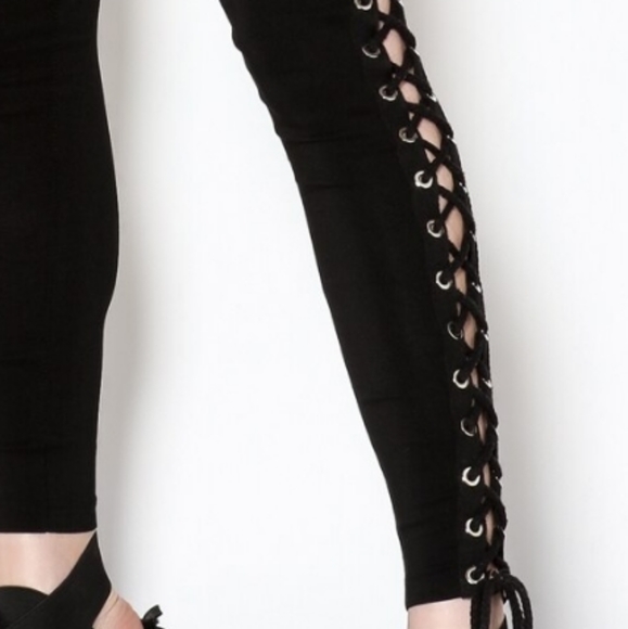 Settle Down Pants - Trad goth lace-up leggings